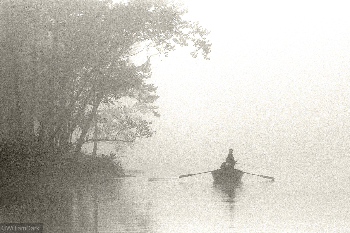 Driftboat fishing for trout along Beaver Dam tailwater - White River, Arkansas