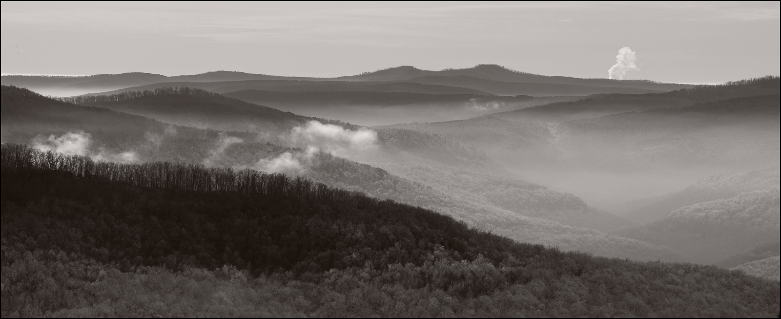 A crisp, frosty winter morning in a portion of the Ozark Mountains near Home Valley, Arkansas.