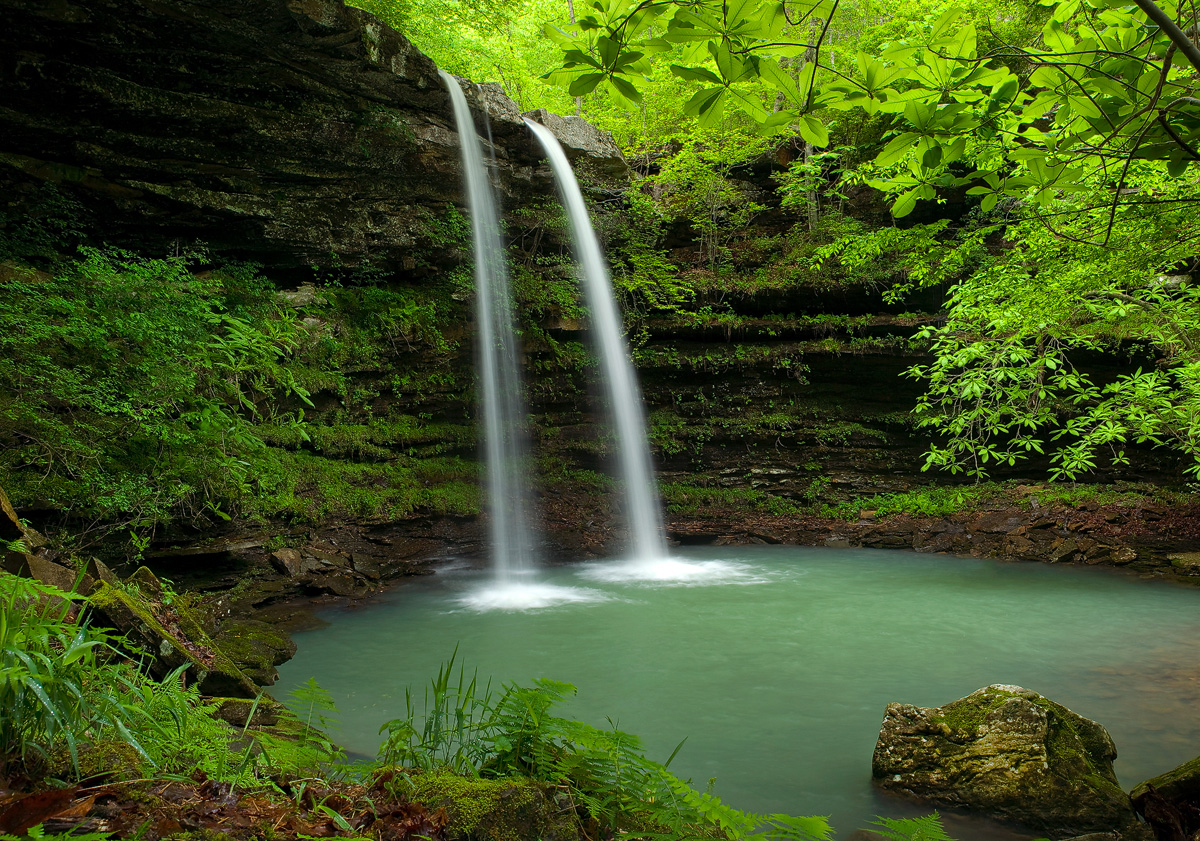 Left view of a beautiful waterfall known as Compton Falls.  Arkansas Nature Photography