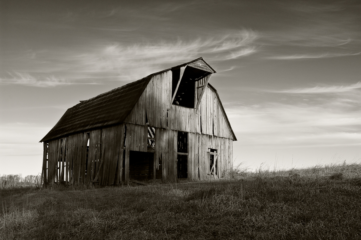 An old weathered barn greets a new day...