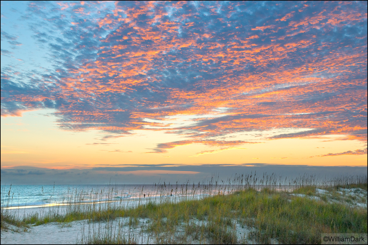 A pastel winter sunset along Gulf Shores, Alabama.