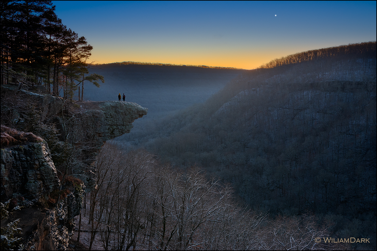 Venus rising in the pre-dawn light over Hawksbill Crag near the Buffalo National River.