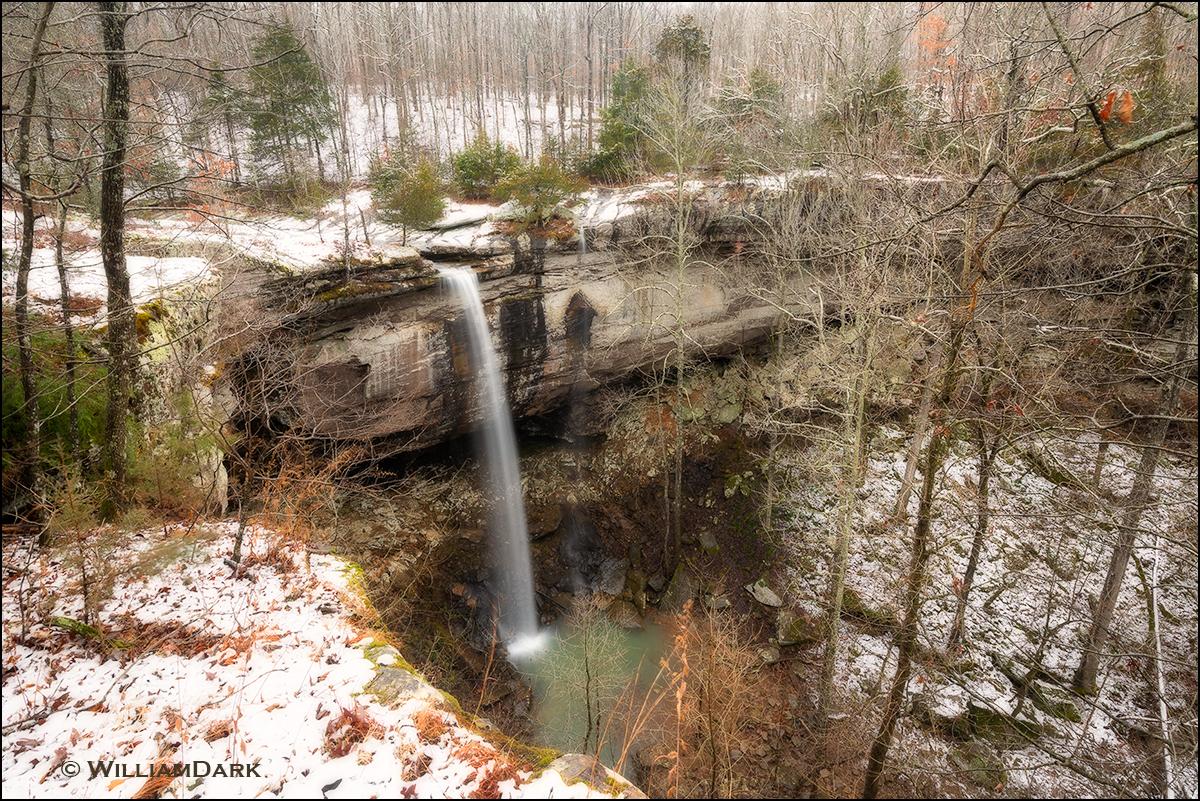 arkansas, waterfalls, sweden creek natural area, madison county, snow, ozarks